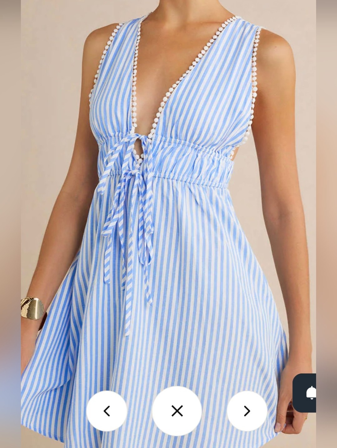 Nwt Blue And White Striped Tie-Front Sundress